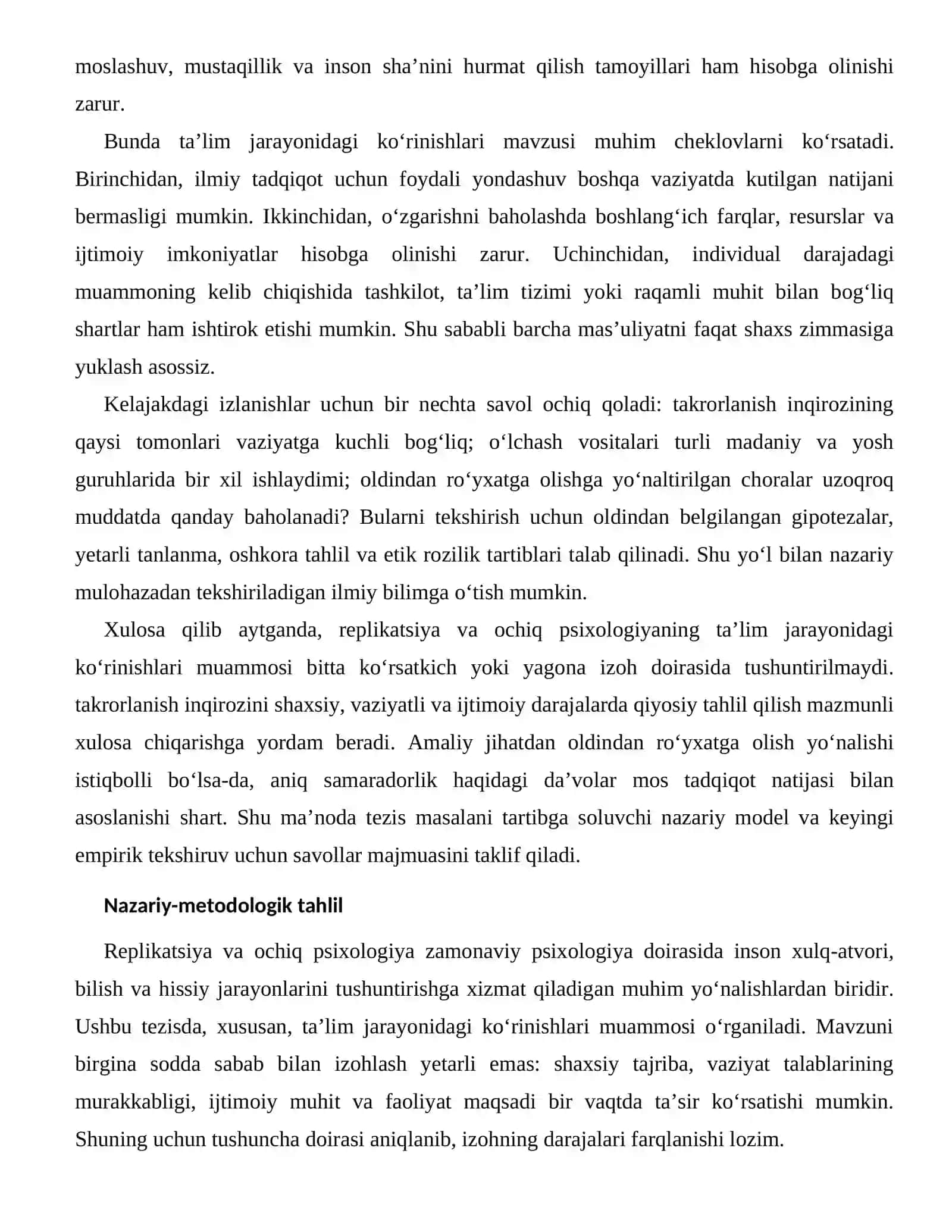 REPLIKATSIYA VA OCHIQ PSIXOLOGIYANING TA’LIM JARAYONIDAGI KO‘RINISHLARI 2