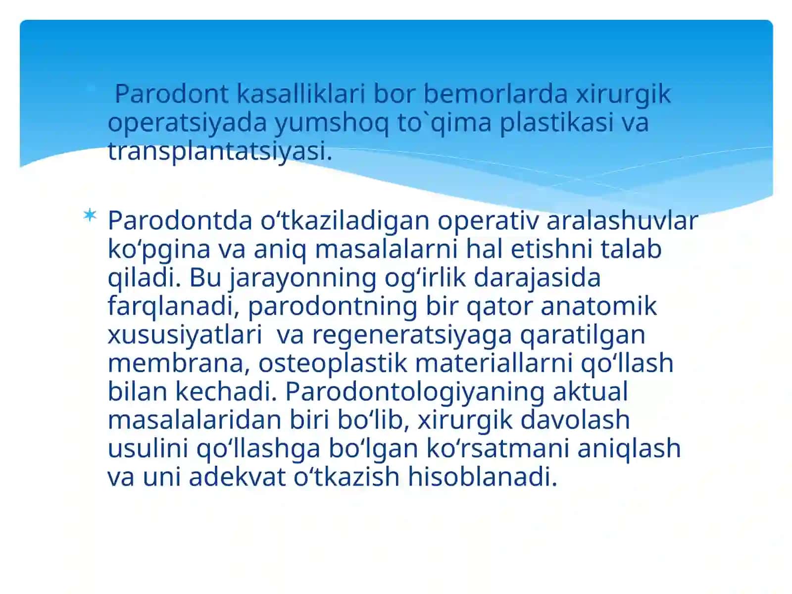 Paradontal xirurgiyada yumshoq to'qimalar transplantatsiyasi va plastikasi 2