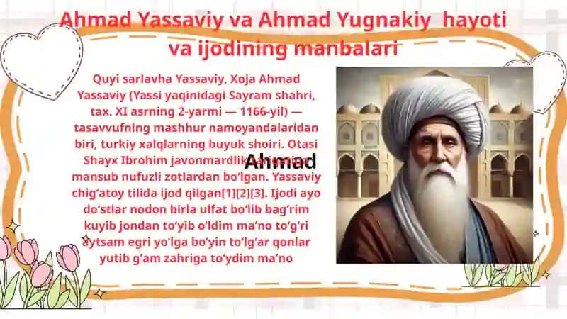 Ahmad Yassaviy va Ahmad Yugnakiy hayoti va ijodining manbalari 2