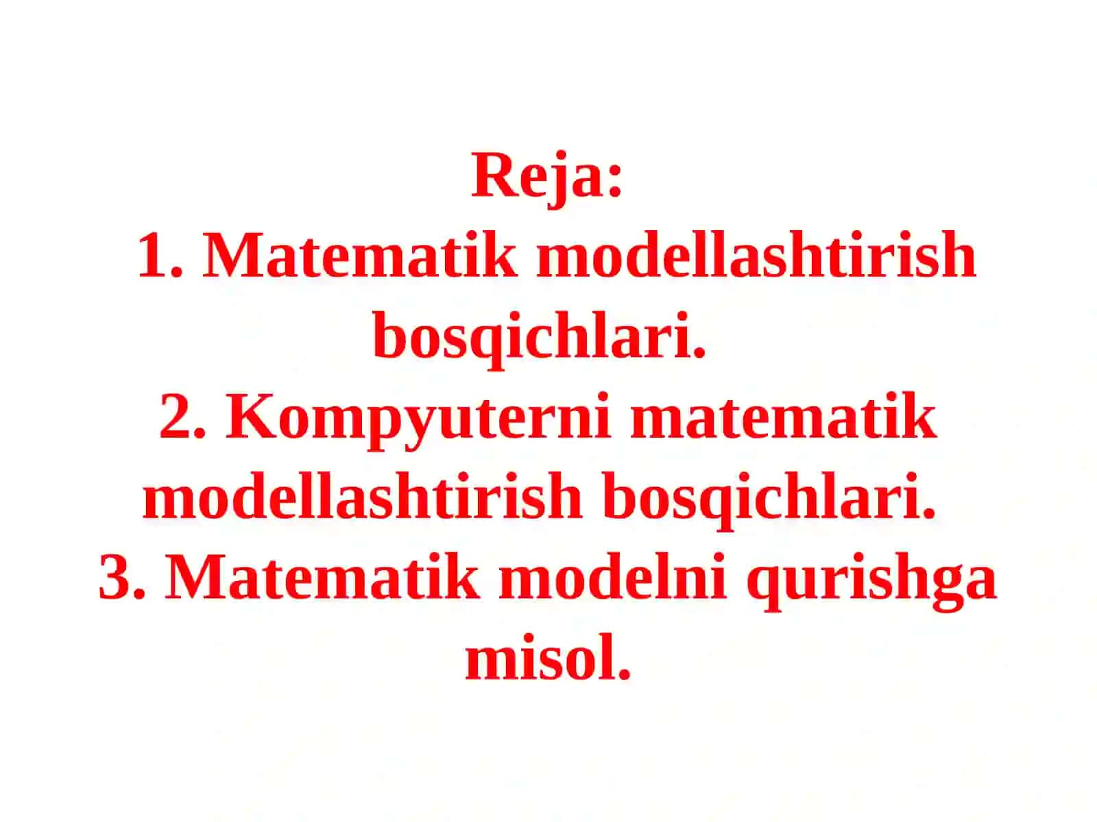 Matematik modellashtirish 2