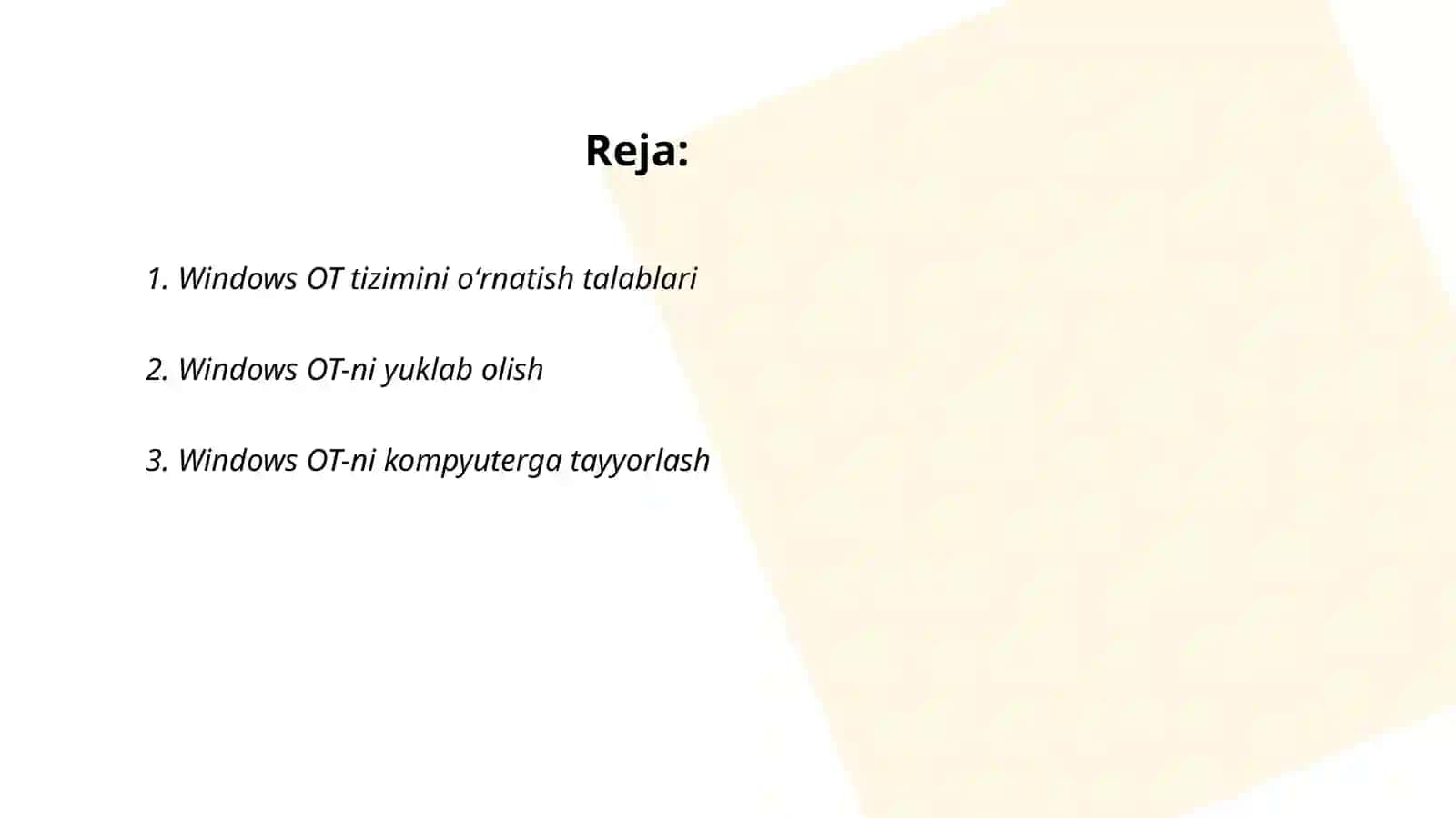 Windows OT ni kompyuterga oʻrnatish 2