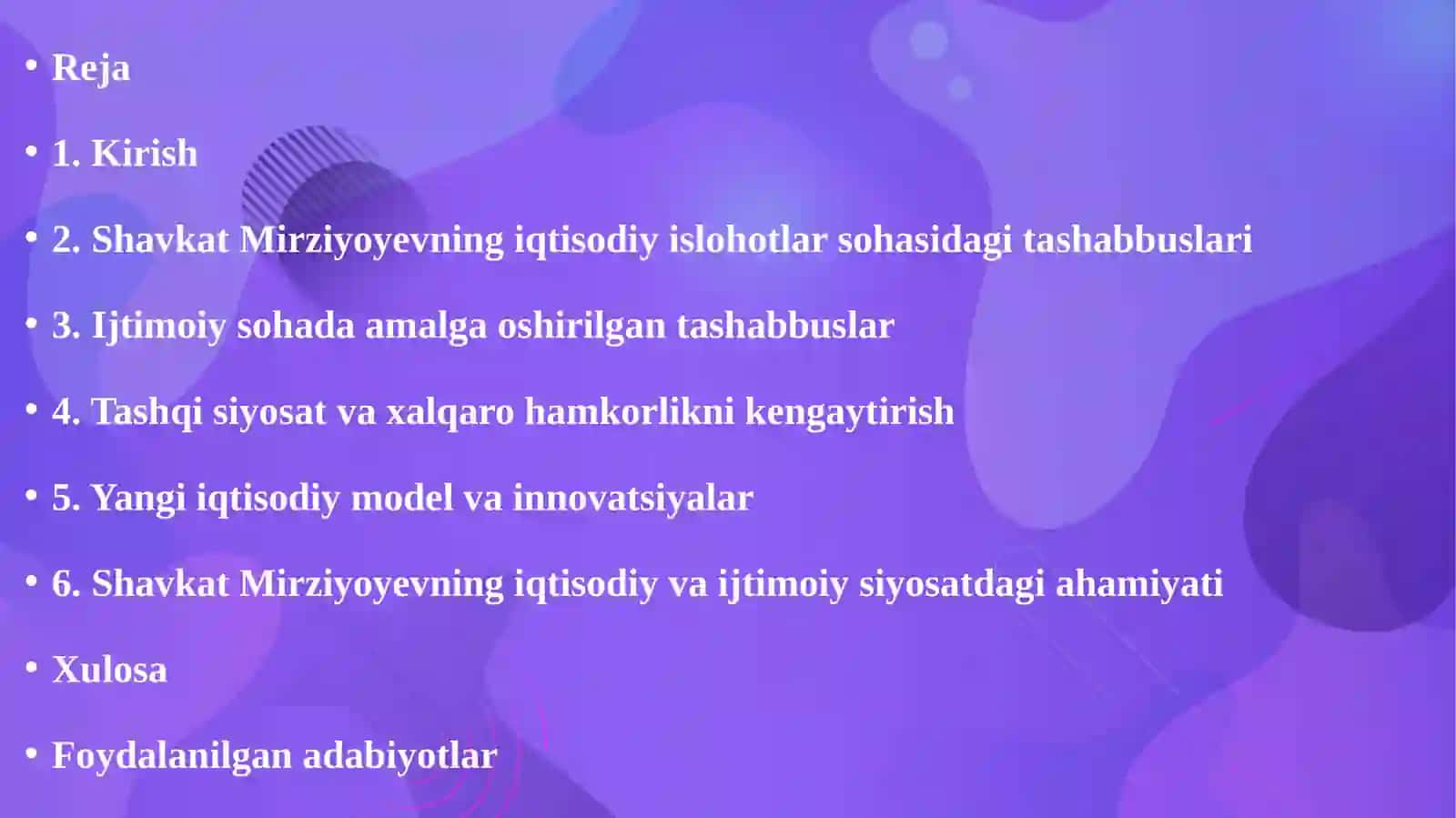 Shavkat Mirziyoyevning iqtisodiy islohotlari 2