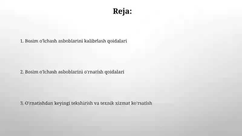 Bosim o'lchash asboblarini kalibrlash va o'rnatish qoidalari 2