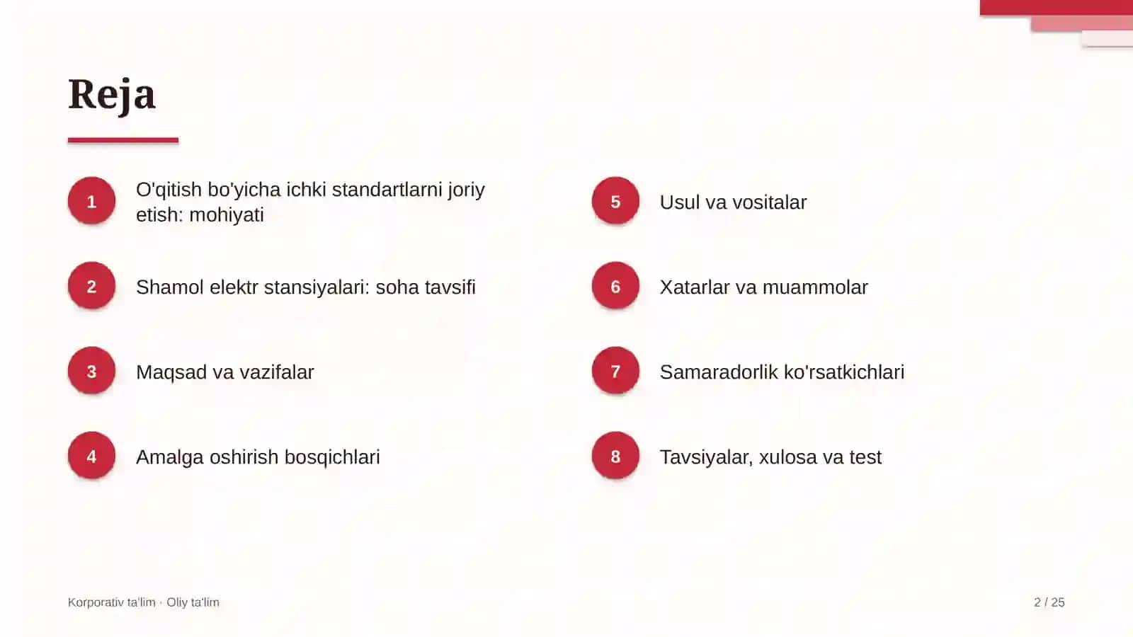 shamol elektr stansiyalarida o'qitish sohasidagi ichki standartlarni joriy etish 3836 2