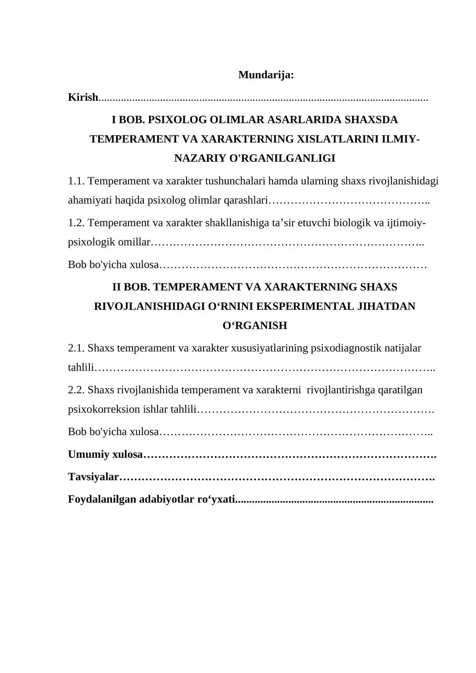 Temperament va xarakterning shaxs rivojlanishidagi o‘rni 2