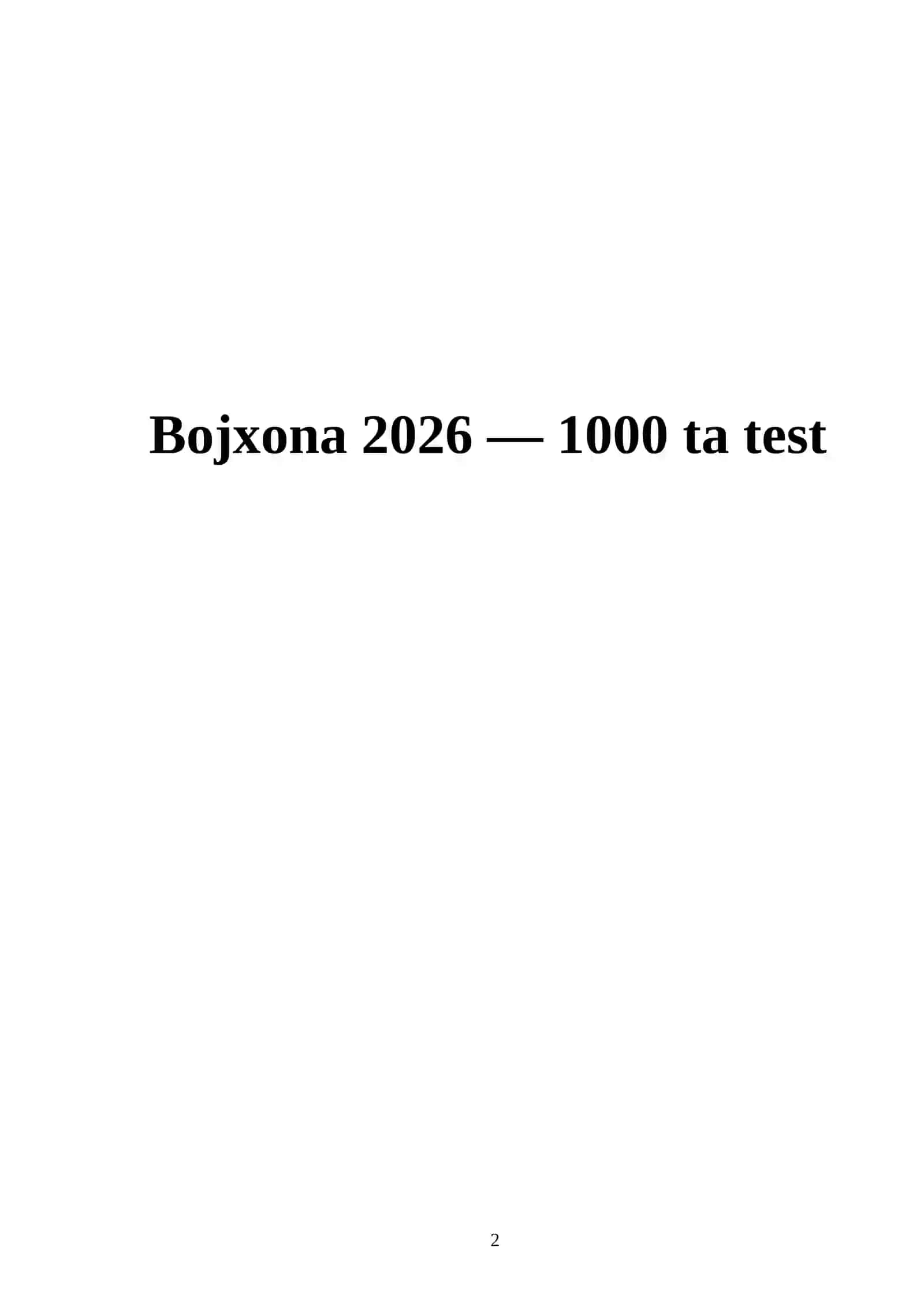 Bojxona 2026 — 1000 ta test 2