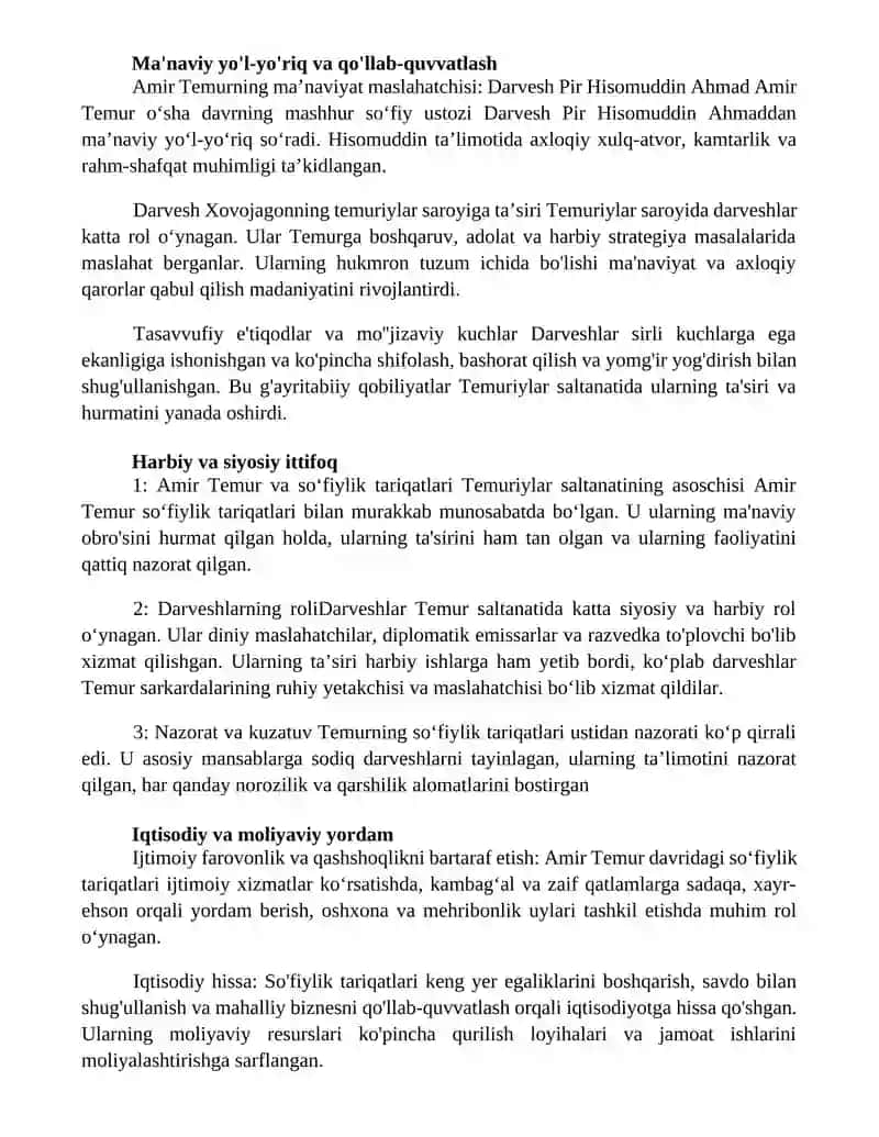 Amir Temur Hayotida Darveshlarning Tutgan O’Rni Va Ro’Li 2