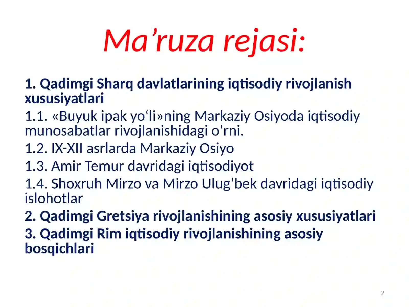 QADIMGI DUNYO IQTISODIYOTINING RIVOJI 2