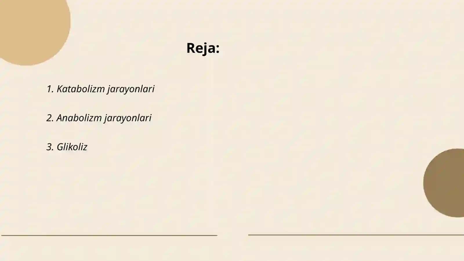 Metabolizm jarayonida energiya hosil boʻlishi va sarflanishi 2