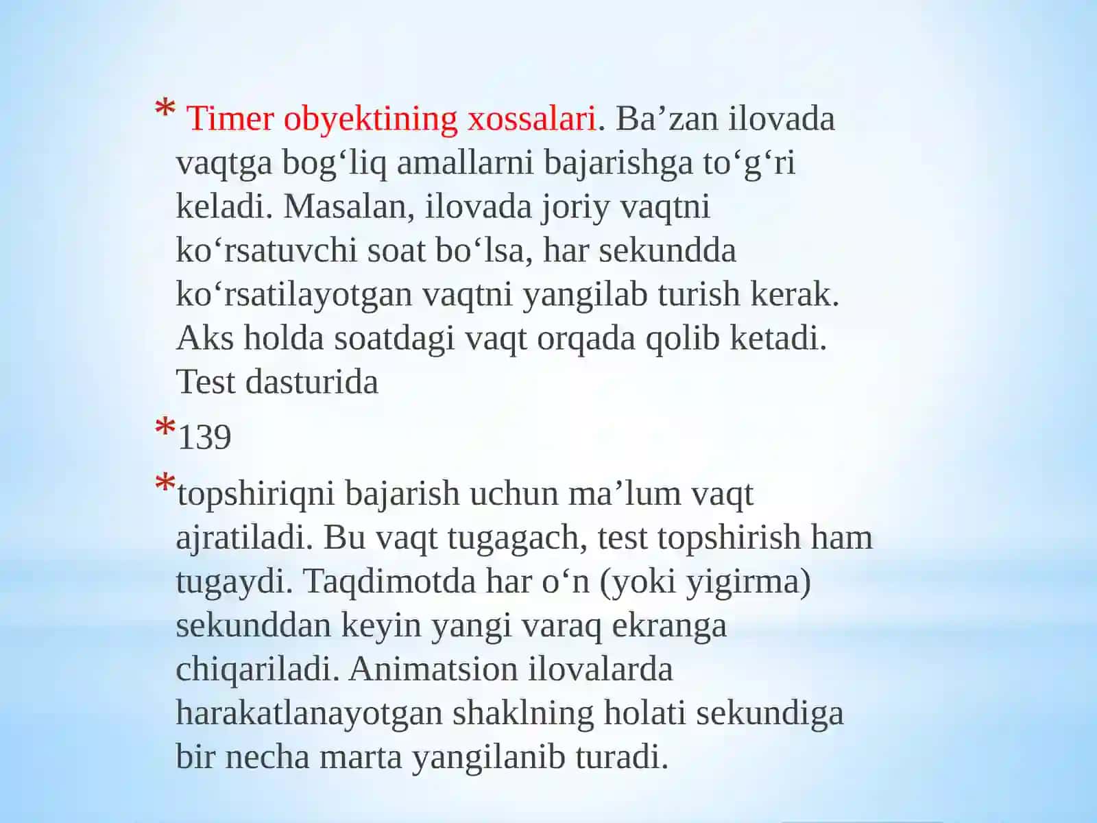 Timer obyektiva undan foydalanish 2
