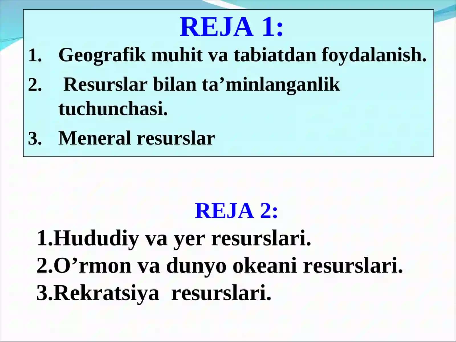 DUNYO TABIIY RЕSURSLARI 2