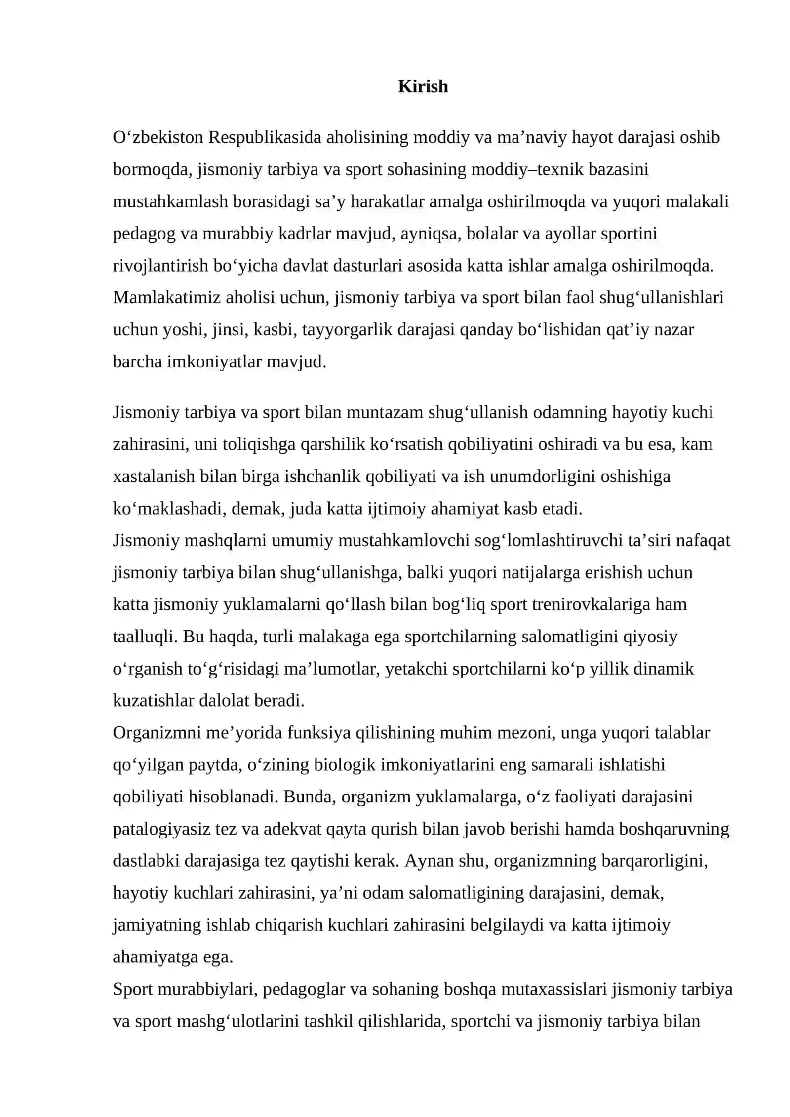 SPORT METROLOGIYASIGA KIRISH VA O'LCHASH ASOSLRI 2