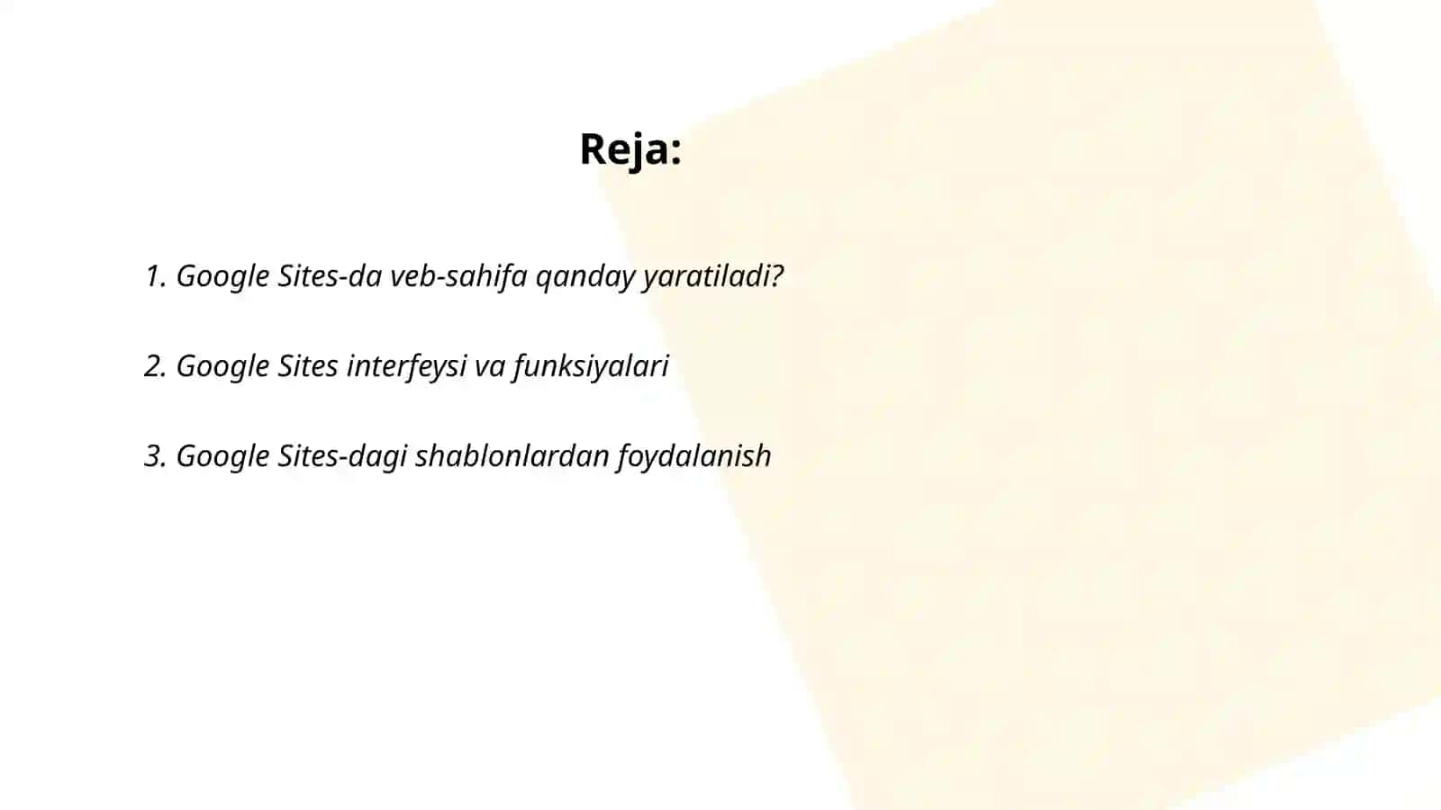 Google sites da veb-sahifalar yaratish 2