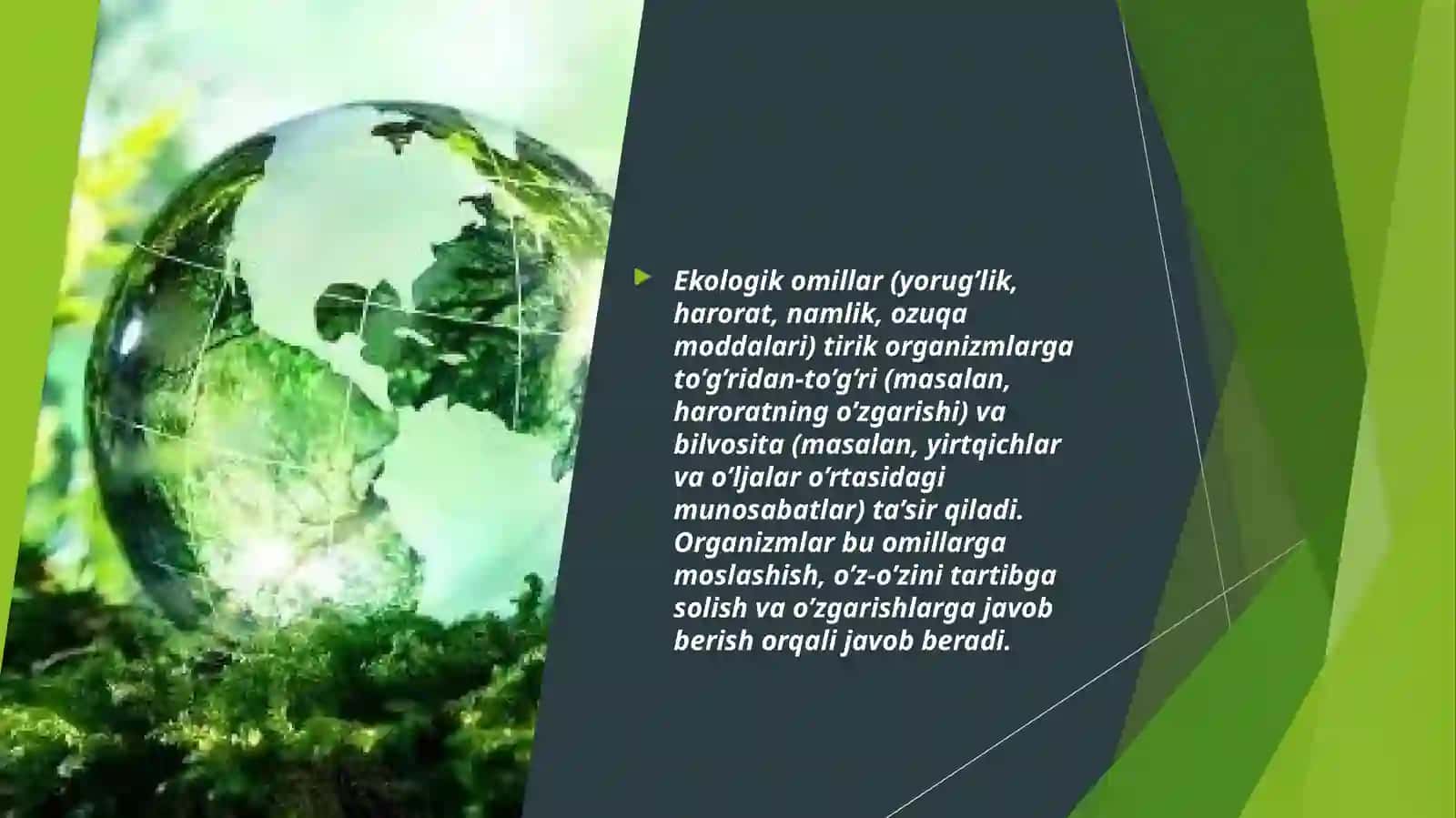 Turli ekologik omillarning tirik organizmlarga ta’sir etish mexanizmlari. 2
