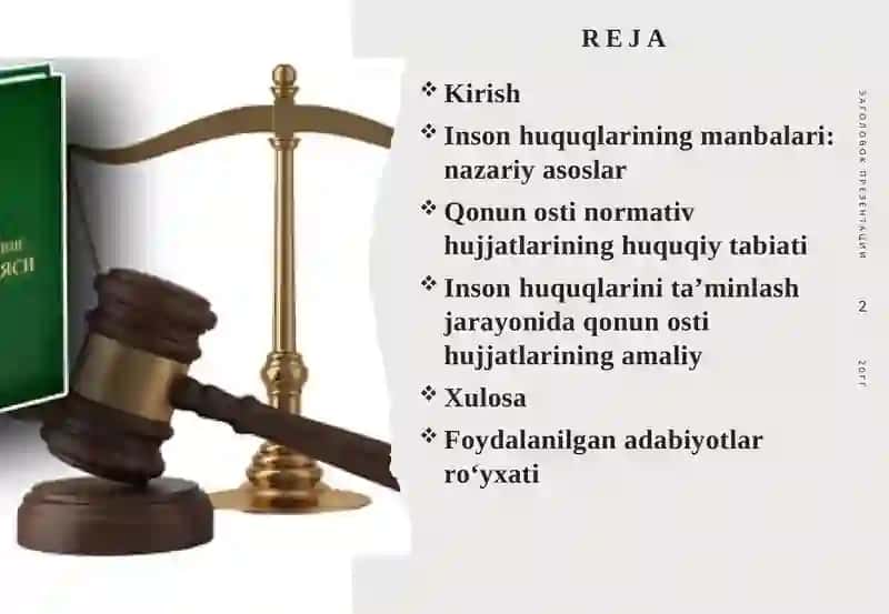 Inson huquqlarining manbasi sifatida qonun ostoni normativ hujjatlari 2