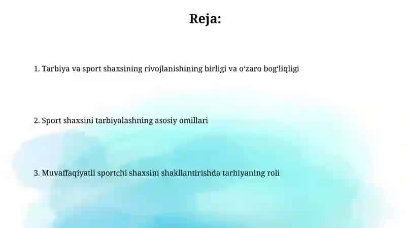 Tarbiyaning sportchi shaxsni rivojlanishi bilan birligi va bog'liqligi 2