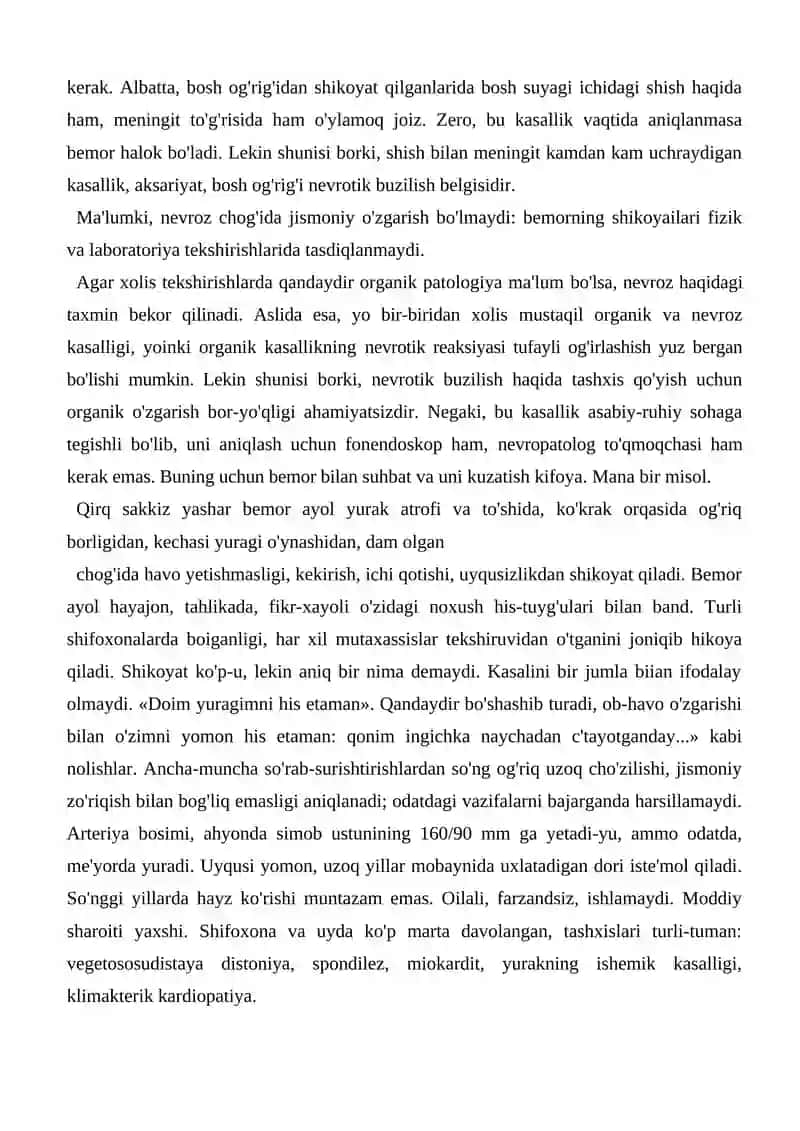 Nevrotik kasallik tashxisi 2