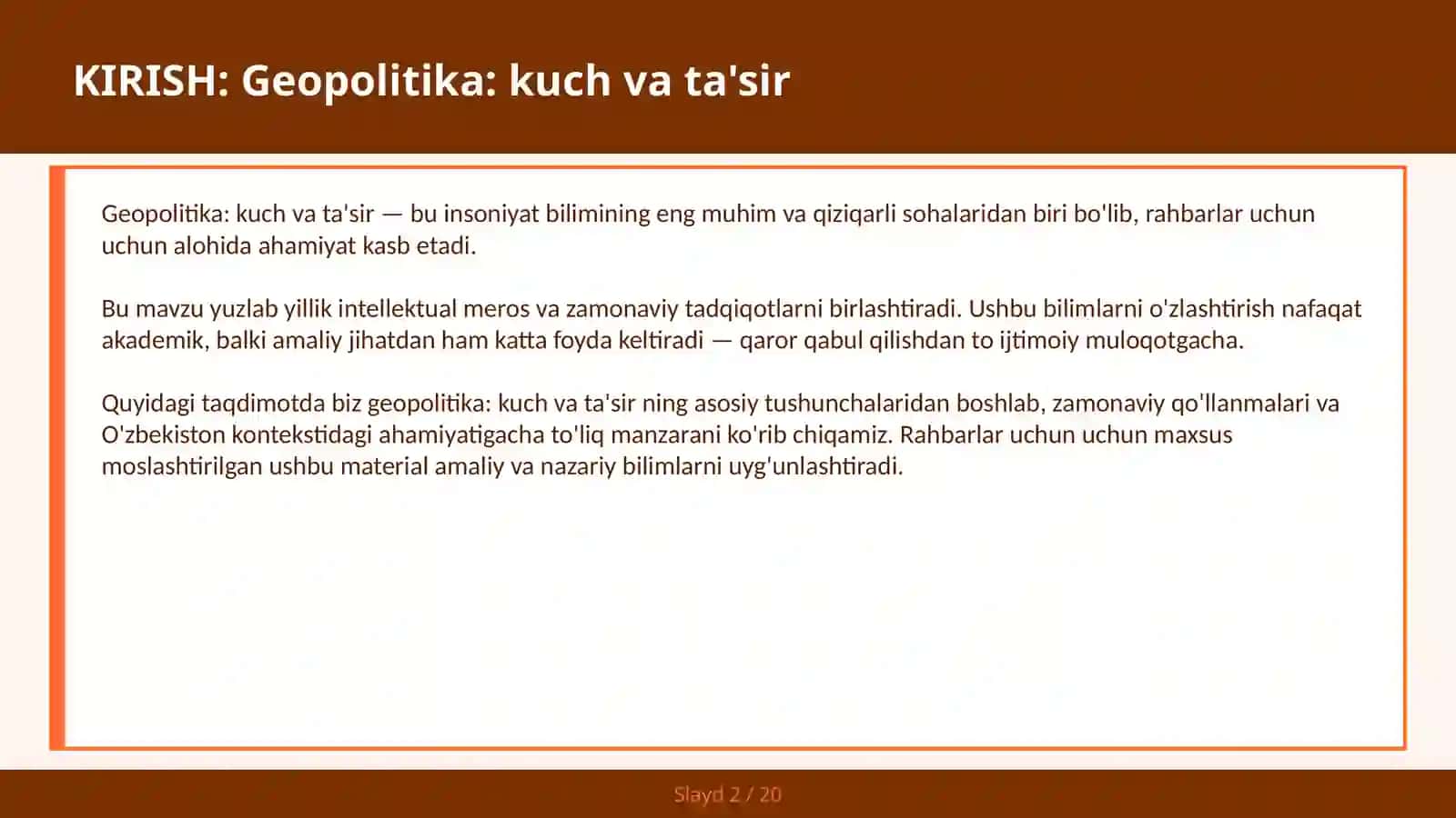 Geopolitika: Kuch va ta'sir 2