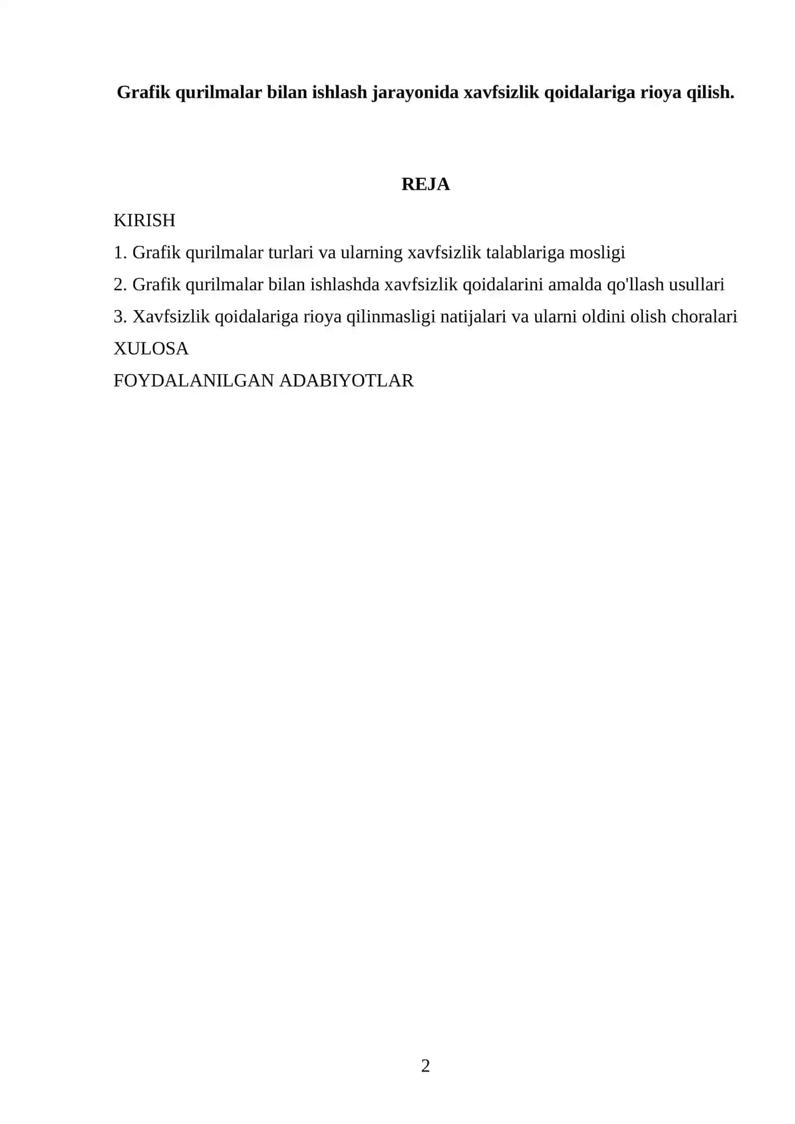 Grafik qurilmalar bilan ishlash jarayonida xavfsizlik qoidalariga rioya qilish 2
