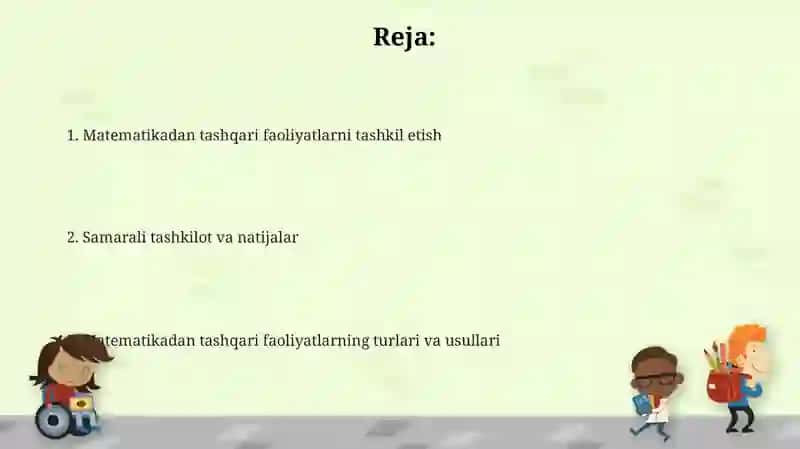 Matematikadan tashqari ishlarni tashkil etish 2