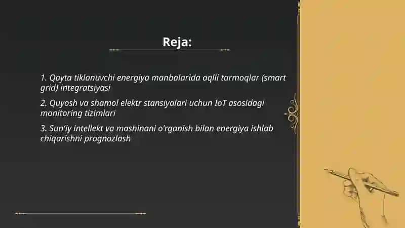 Qayta tiklanuvchi energiya manbalari va raqamli texnologiyalar integratsiyasi 2