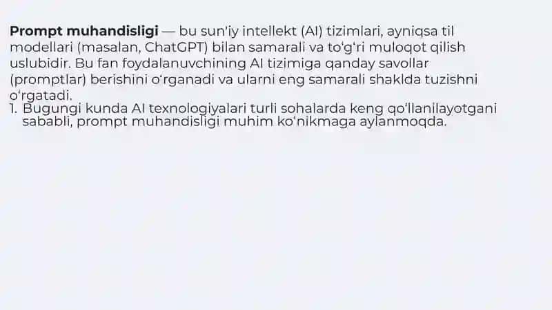 Promt inijineringi (So'rovlar muhandisligi) 2