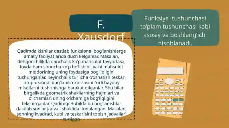 Funksiya tushunchasining  rivojlanishi. Matematikaning yangi bilimlarining  paydo bo’lishi 2