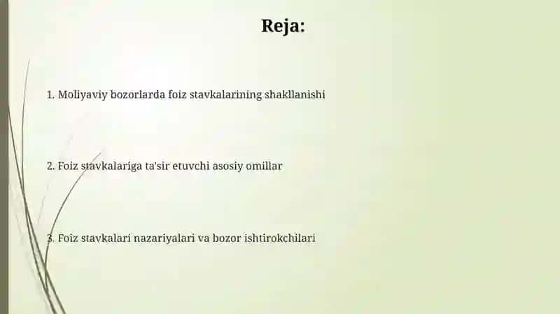 Moliyaviy bozorlarda foiz stavkalarining shakllanishi 2