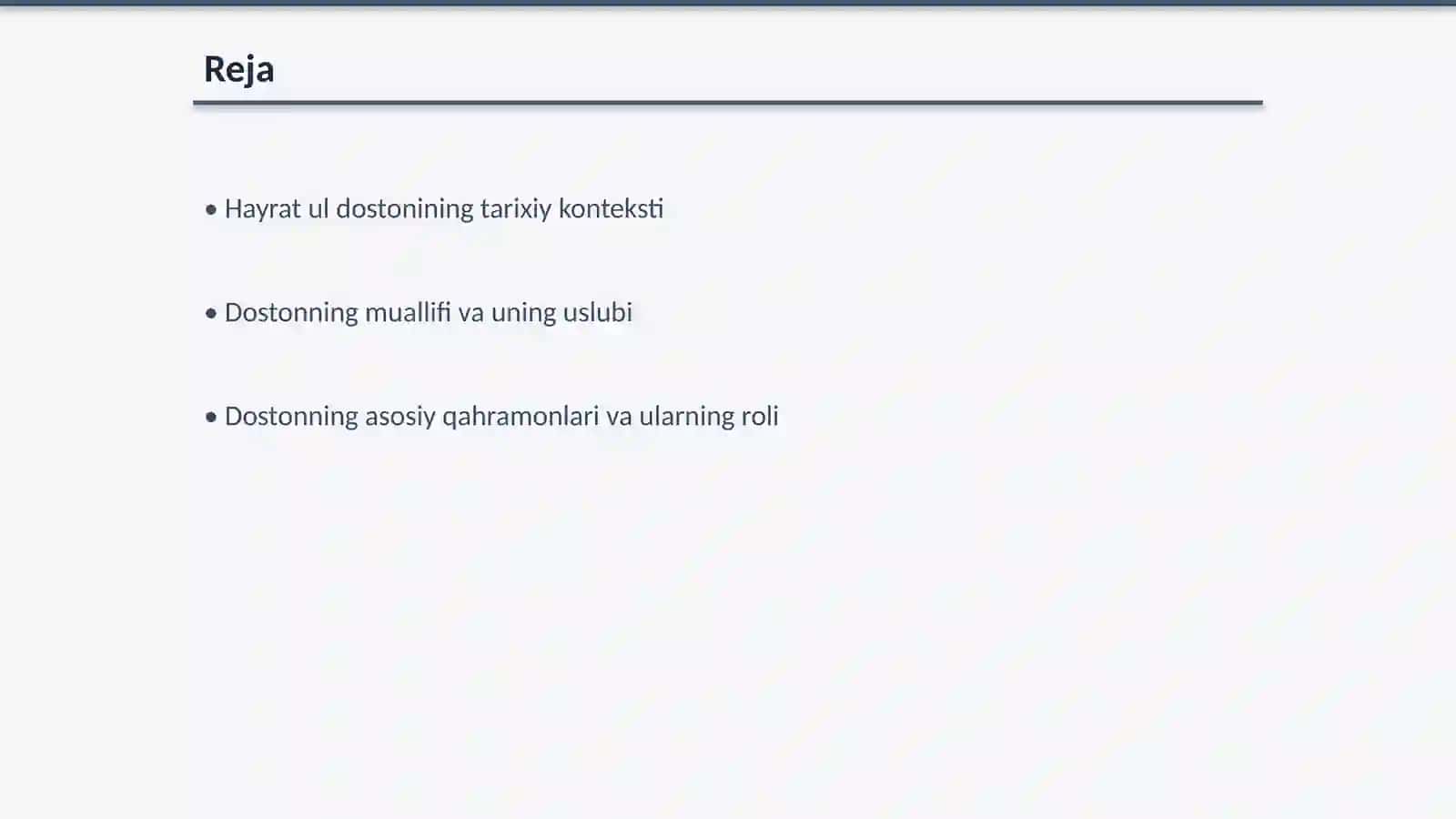 Hayrat ul dostonining boblari tahlili 2