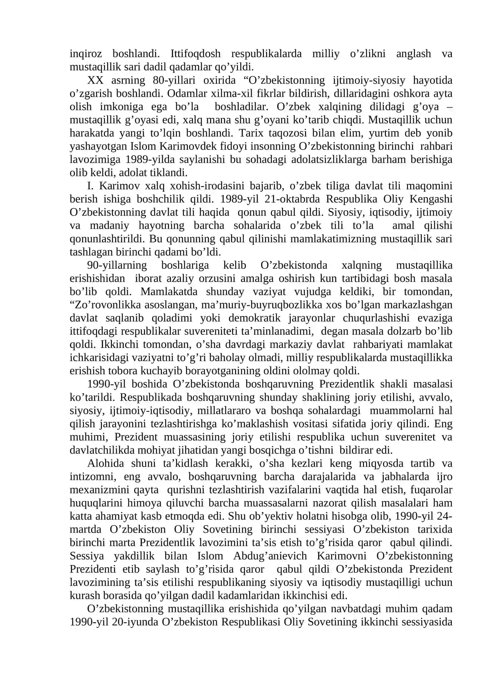 MUSTAQIL O’ZBEKISTON RESPUBLIKASINING TASHKIL TOPISHI VA UNING TARIXIY AHAMIYATI 2