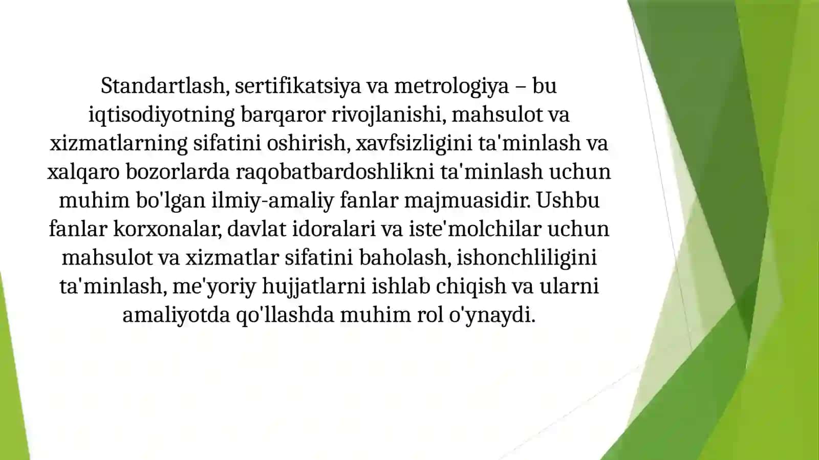 Standartlash, sertifikatsiya va metrologiya fanining vazifasi va mahiyati 2