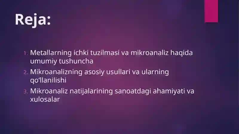 Metallarning ichki tuzilishini Mikroanaliz usulida organish 2