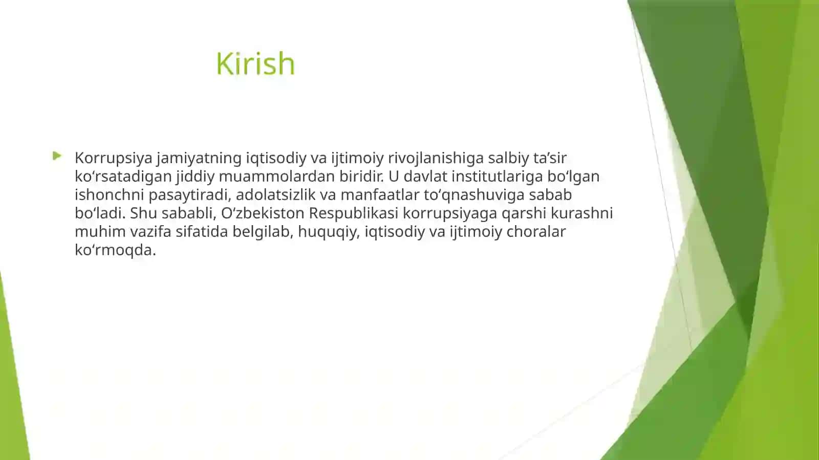 Oʻzbekiston Respublikasi korrupsiyaga qarshi kurashish 2