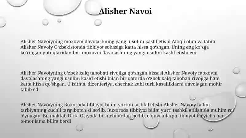 Alisher Navoiyning moxovni davolashning yangi usulini kashf etishi 2