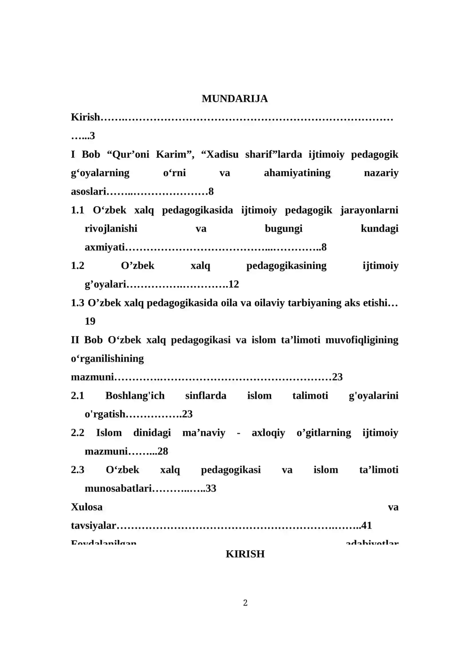Oʻzbek xalq pedagogikasi va islom taʼlimotida ijtimoiy-pedagogik gʻoyalarning nazariy asoslari KURS ISHI 2