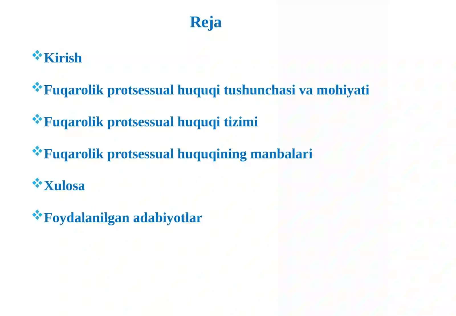Fuqarolik protsessual huquqitushunchasi, tizimi, manbalari 2
