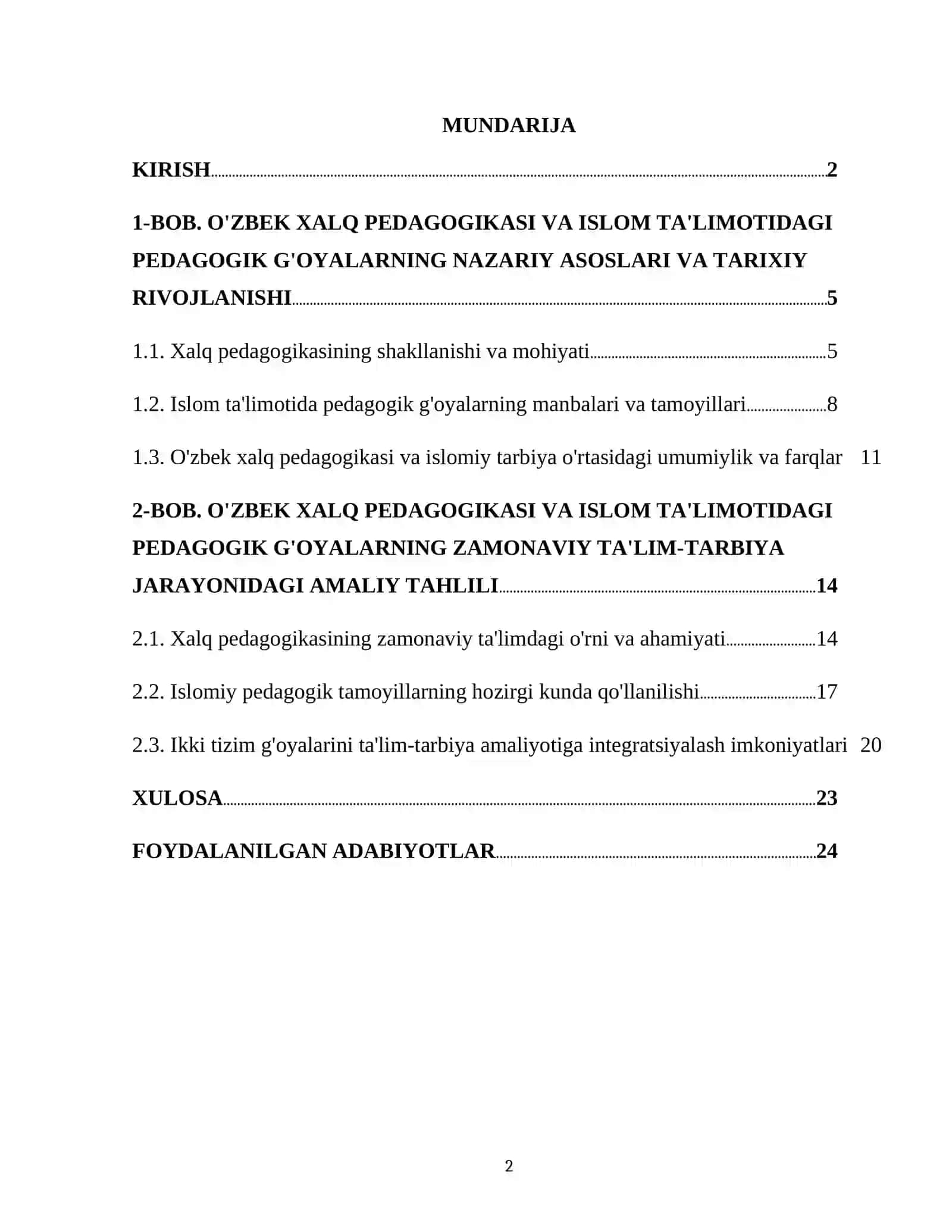 O'ZBEK XALQ PEDAGOGIKASI VA ISLOM TA'LIMOTIDAGI PEDAGOGIK G'OYALARNING NAZARIY ASOSLARI VA TARIXIY RIVOJLANISHI 2