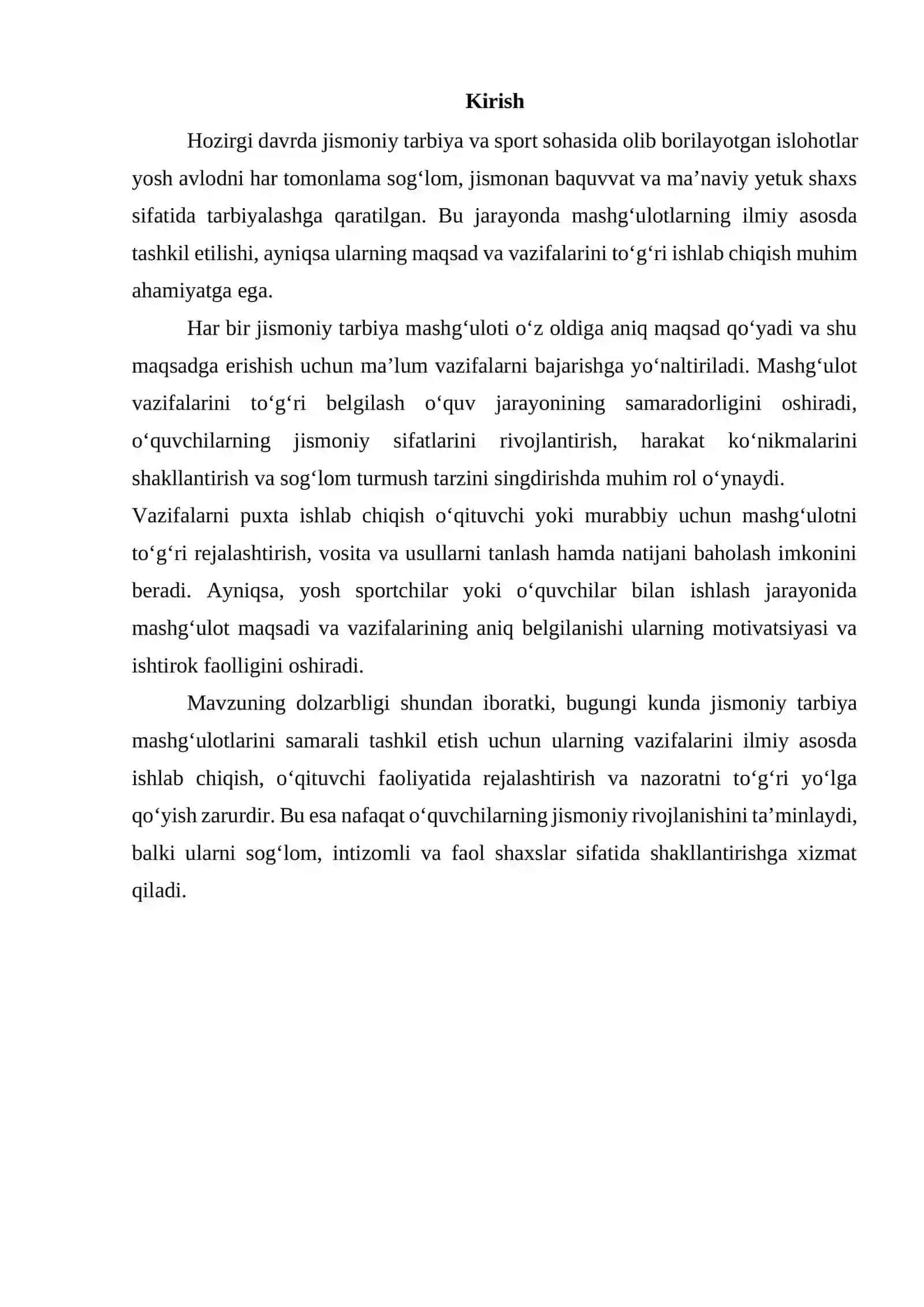 Mashg‘ulotlar vazifalarini ishlab chiqishning ahamiyati 2