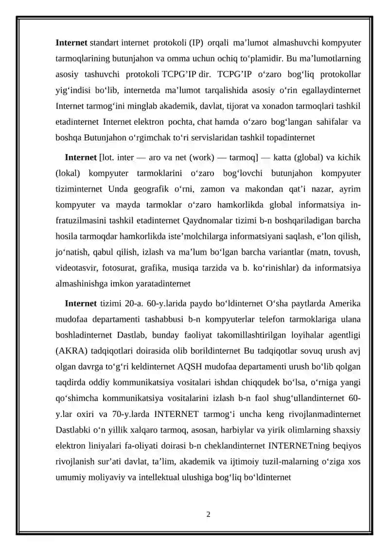 Internet tarixi va unda ishlash 2