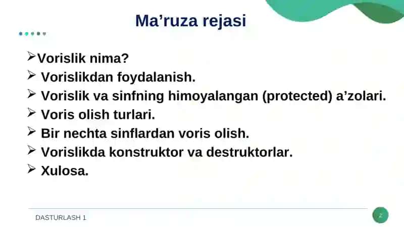 SINF XUSUSIYATI VA VORISLIK 2