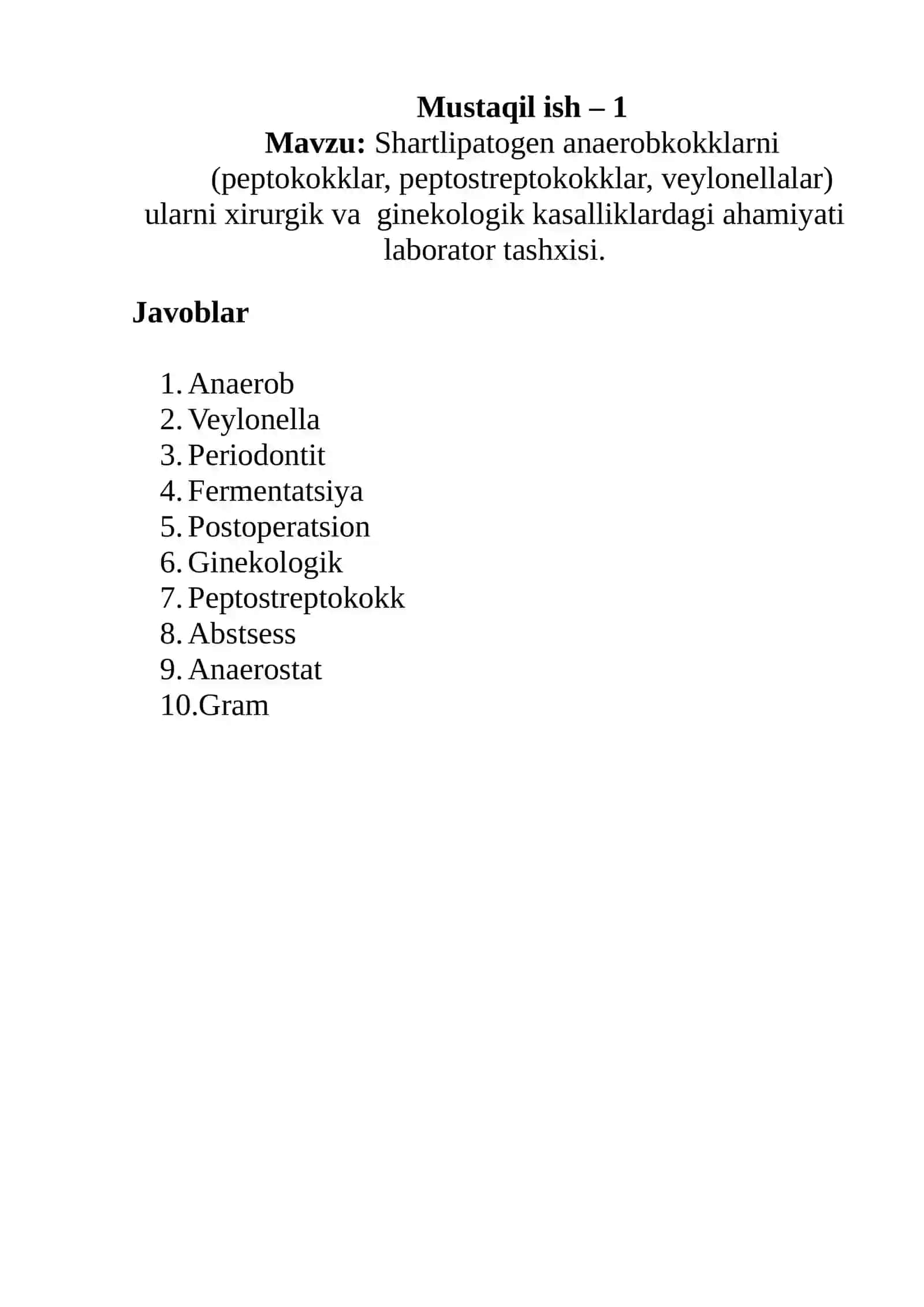 Shartlipatogen anaerobkokklarni (peptokokklar, peptostreptokokklar, veylonellalar) ularni xirurgik va ginekologik kasalliklardagi ahamiyati laborator tashxisi 2