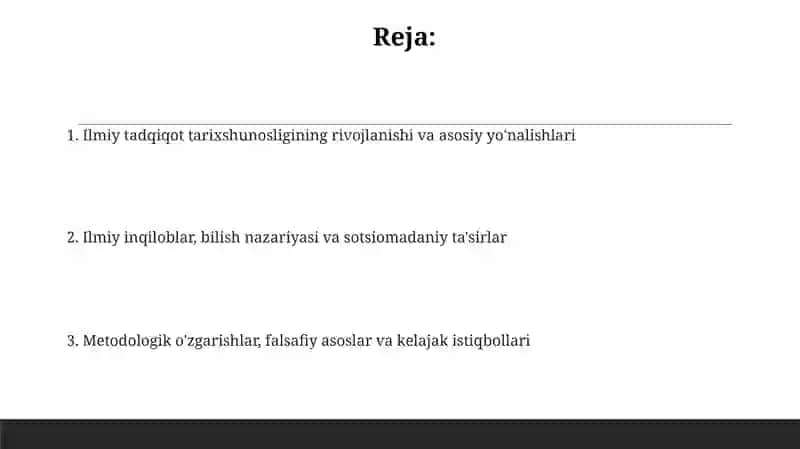 Ilmiy tadqiqotlarning tarixshunosligi natijalari 2
