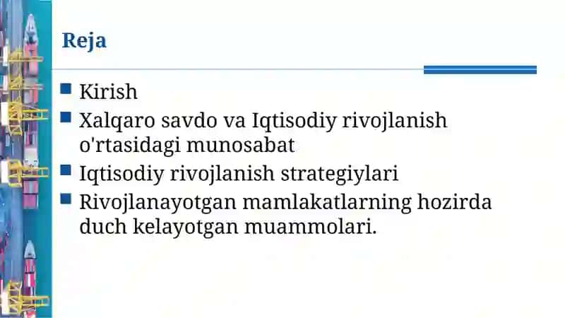 Xalqaro savdo va Iqtisodiy rivojlanish 2