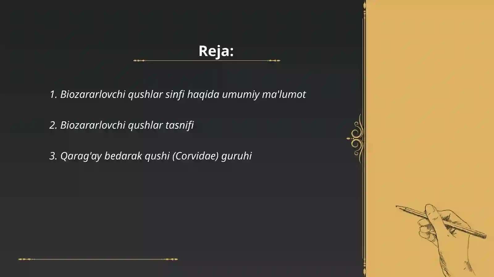 Biozararlovchi qushlar sinfining ummumiy tasnifi 2