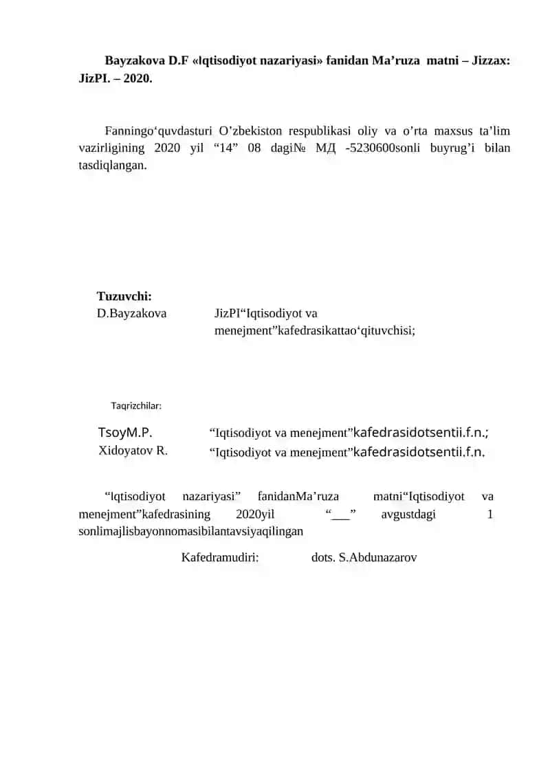 IQTISODIYOT NAZARIYASI 2