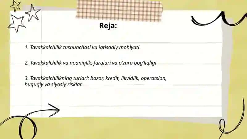 Tavakkalchilikning iqtisodiy mohiyati va uni boshqarish zarurligi 2