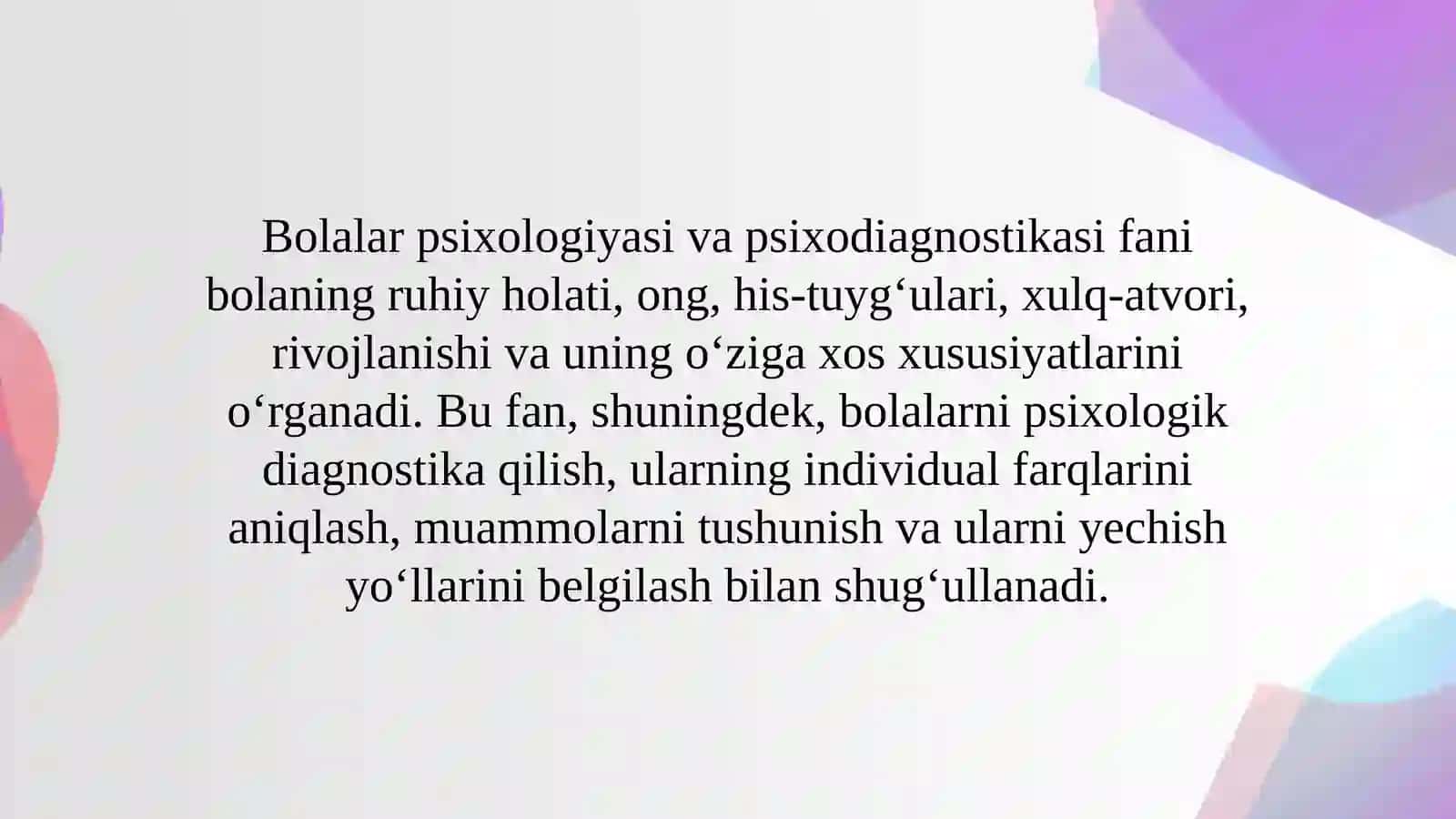Bolalar psixologiyasi va psixodiognostikasi fanining asosiy kategoriyalari 2