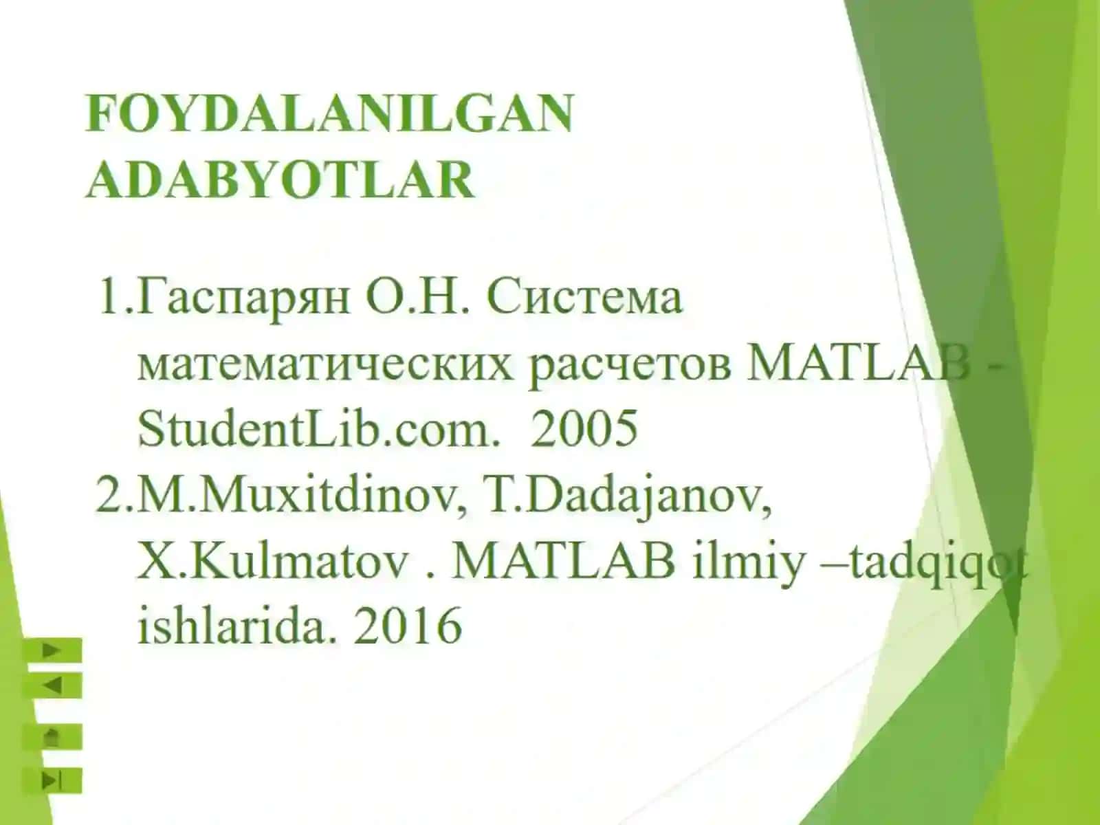 Vektorlar va matritsalar bilan ishlash 2