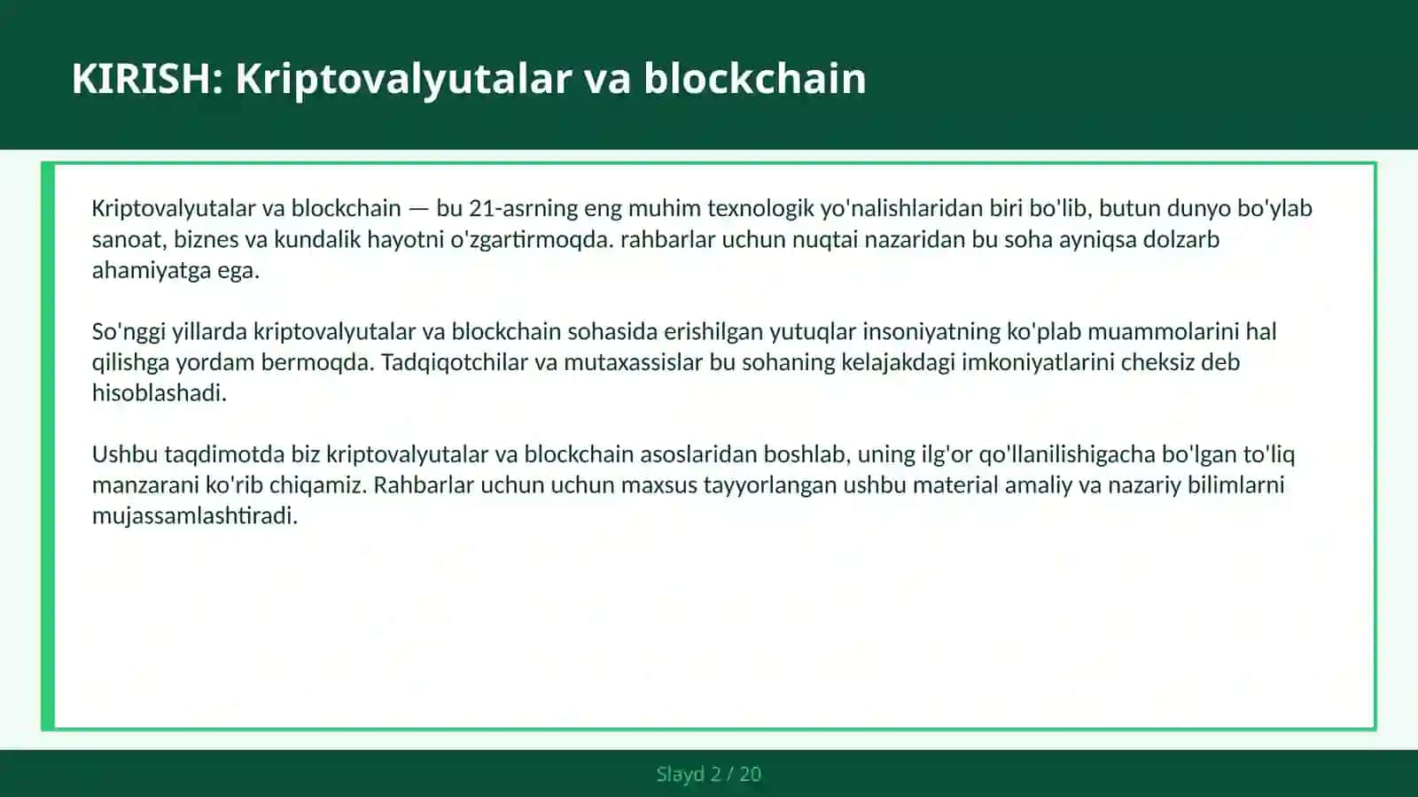 KRIPTOVALYUTALAR VA BLOCKCHAIN 2