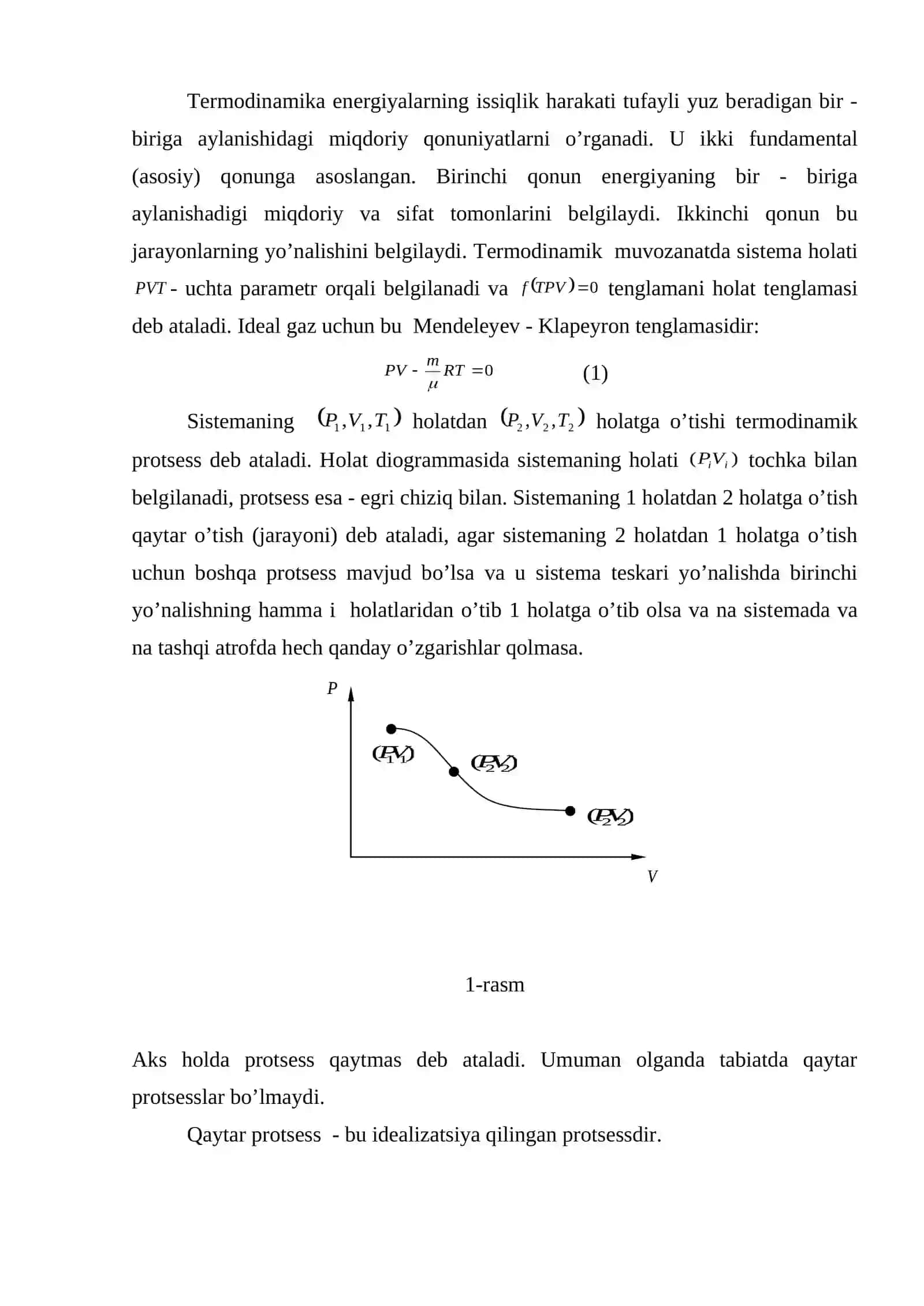 Qaytmas jarayonlarning tеrmodinamikasi 2